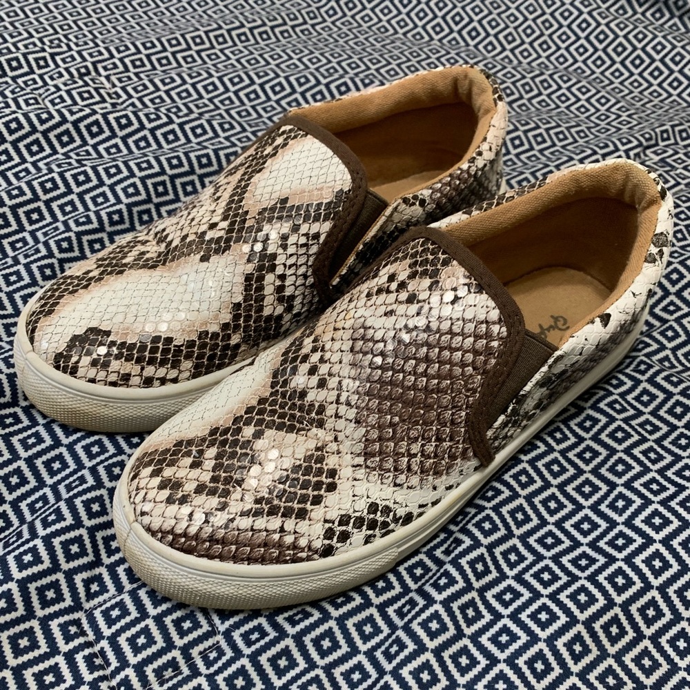 snakeskin slip-on sneakers
